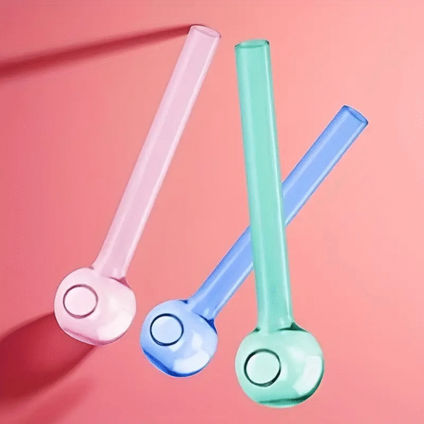 8 high borosilicate glass heat-resistant straws, 4-inch length with glass ball tips, designed for smoking use. - Image 5