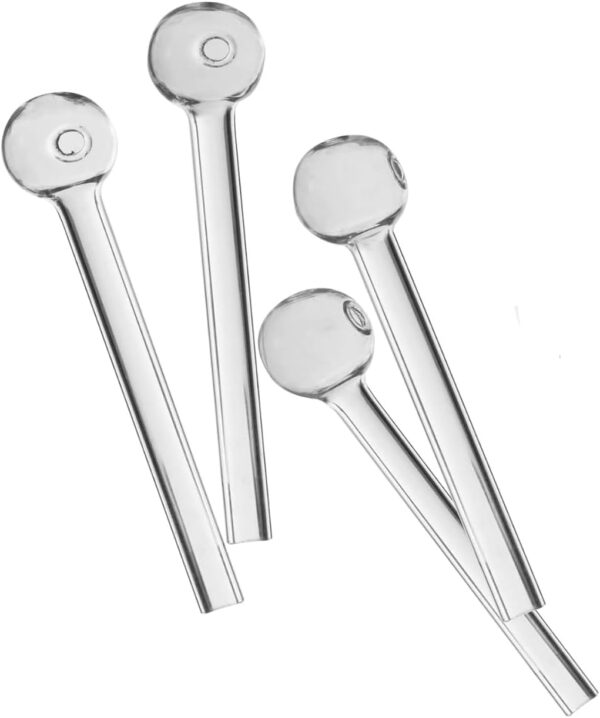 8-Piece Set, 10cm Glass Oil Burner Tubes, Smoking Spoon, Heat-Resistant Glass Handmade Smoking Pipe Accessories, Tobacco Tools. - Image 4