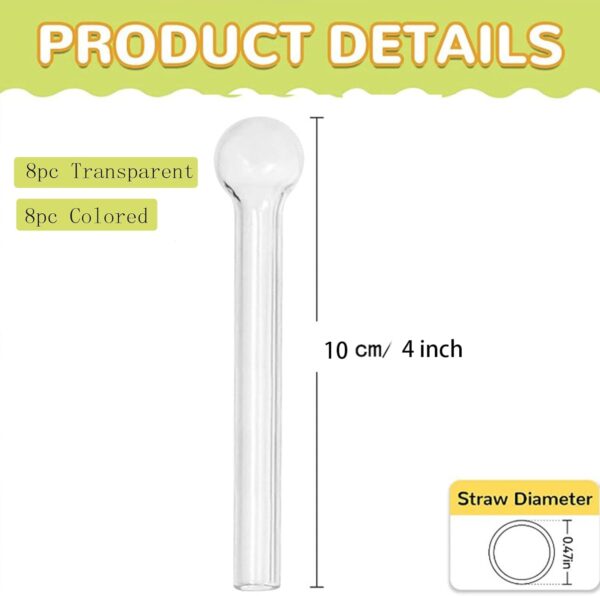 8-Piece Set, 10cm Glass Oil Burner Tubes, Smoking Spoon, Heat-Resistant Glass Handmade Smoking Pipe Accessories, Tobacco Tools. - Image 2