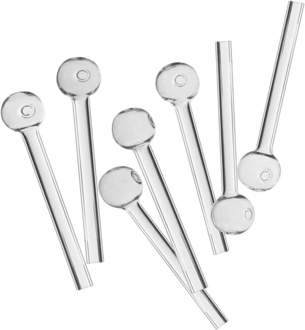 8-Piece Set, 10cm Glass Oil Burner Tubes, Smoking Spoon, Heat-Resistant Glass Handmade Smoking Pipe Accessories, Tobacco Tools. - Image 5