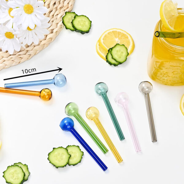 8-Piece Creative Glass Straws: Reusable Beverage Straws, High Borosilicate Glass Straws, Perfect for Juice and Milk - Ideal for Valentine's Day Gifts. - Image 3