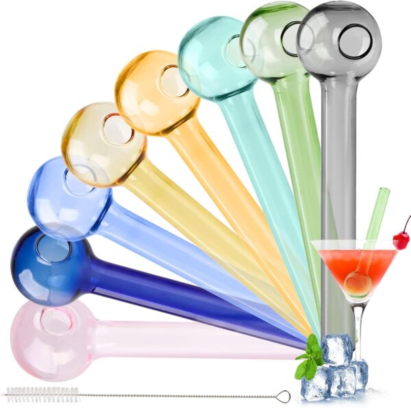8-Piece Creative Glass Straws: Reusable Beverage Straws, High Borosilicate Glass Straws, Perfect for Juice and Milk - Ideal for Valentine's Day Gifts. - Image 2